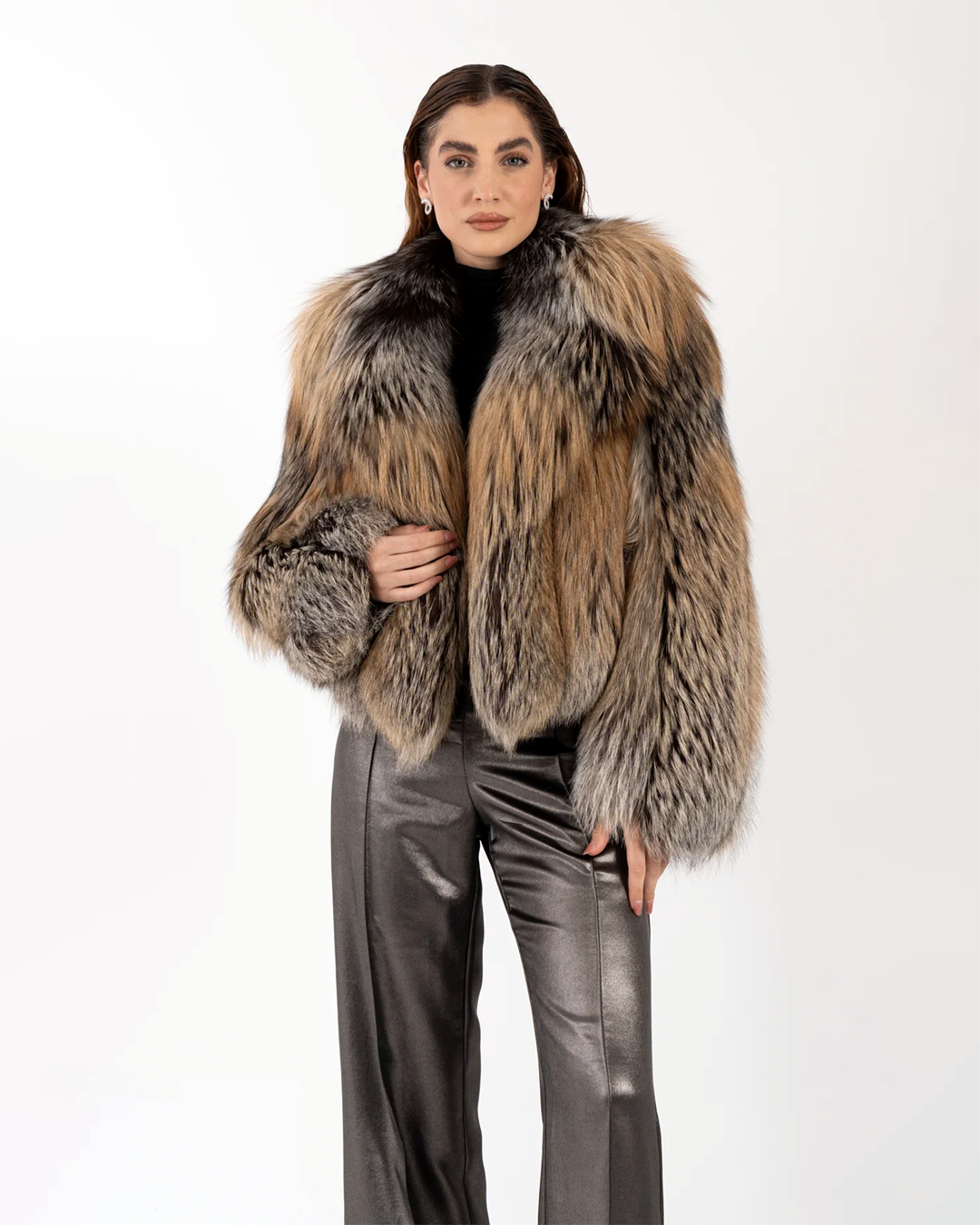 ‘Angela’ Cross Fox Fur Jacket