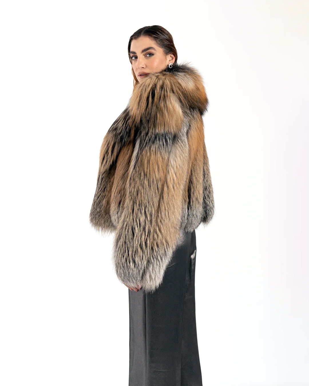 ‘Angela’ Cross Fox Fur Jacket