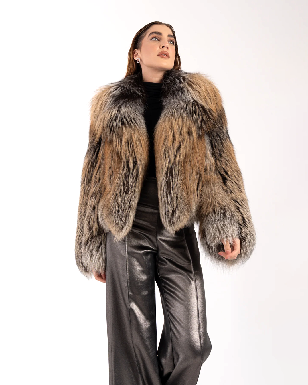 Damen Winter Noir Fuchspelzmantel