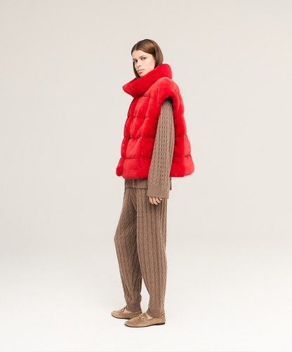 Damen Winter Noir Fuchspelzmantel