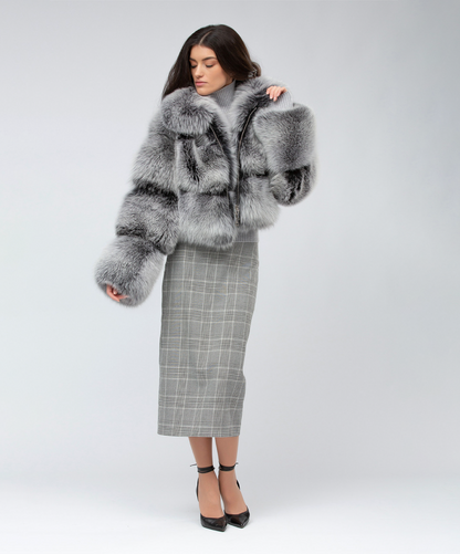 Damen Winter Noir Fuchspelzmantel