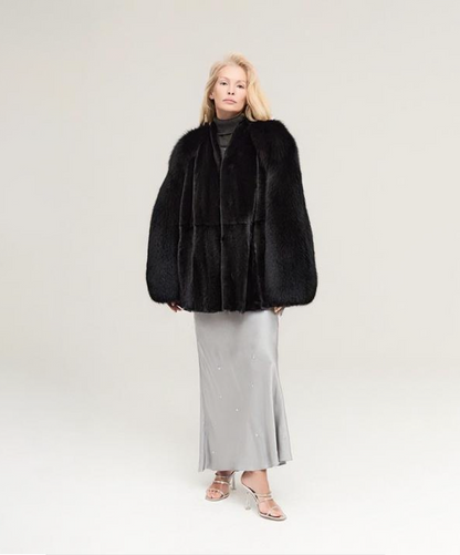 Damen Winter Noir Fuchspelzmantel