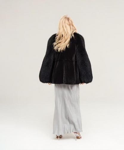 Damen Winter Noir Fuchspelzmantel