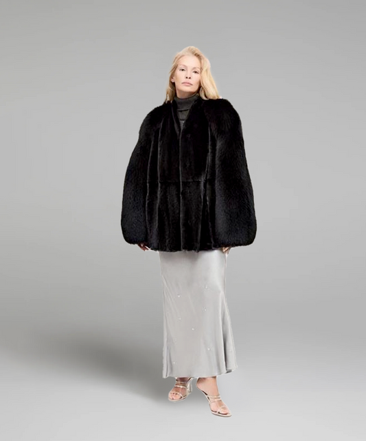 Damen Winter Noir Fuchspelzmantel
