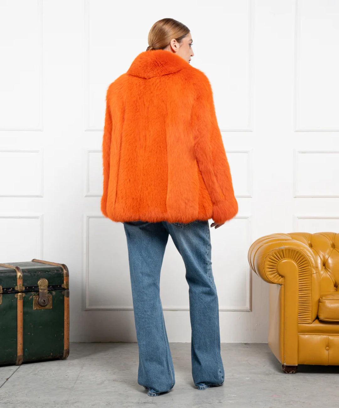 Women's Orange Fox Fur Coat