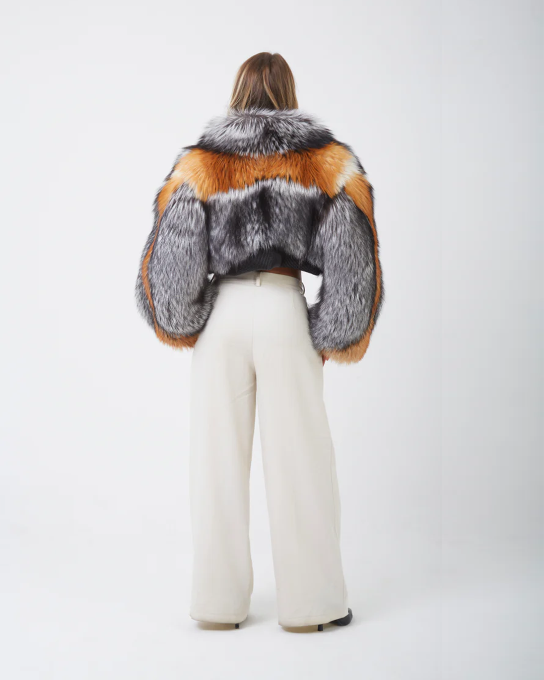 Women's Tri-Color Fox Fur Jacket