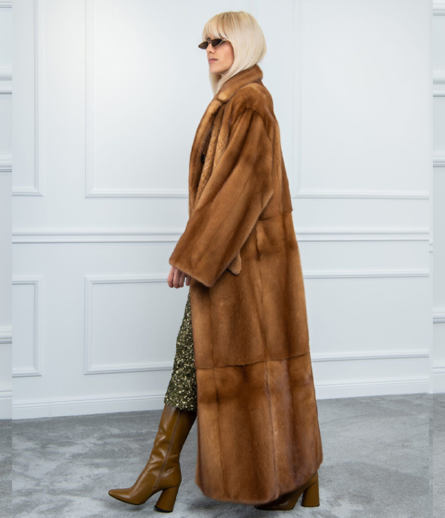 Women’s Full-Length Whiskey Mink Fur Coat