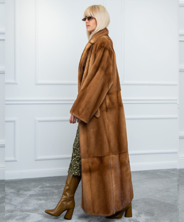 Whiskey Full-Length Mink Fur Coat
