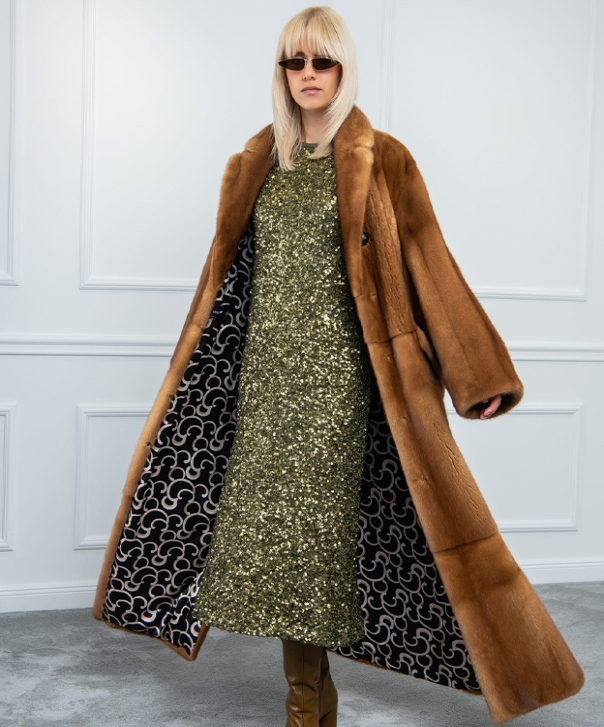 Whiskey Full-Length Mink Fur Coat