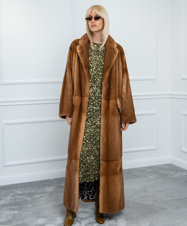 Whiskey Full-Length Mink Fur Coat