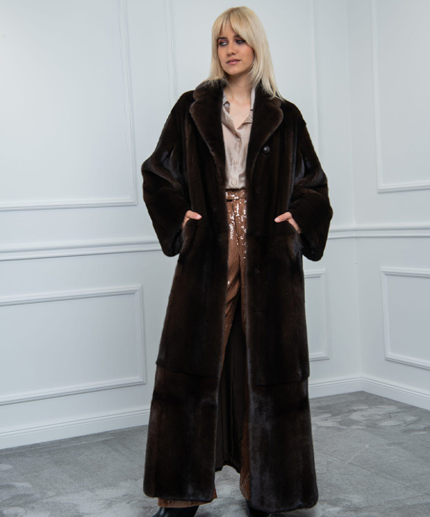 Women’s Full-Length Mahogany Mink Fur Coat