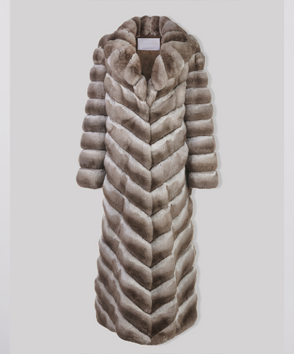 Beige Full-Length Chinchilla Fur Coat