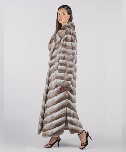 Beige Full-Length Chinchilla Fur Coat