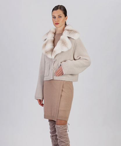 Damen Winter Noir Fuchspelzmantel