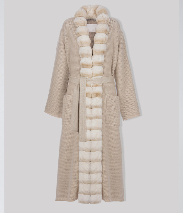 Women’s Cream Chinchilla and Cashmere Coat