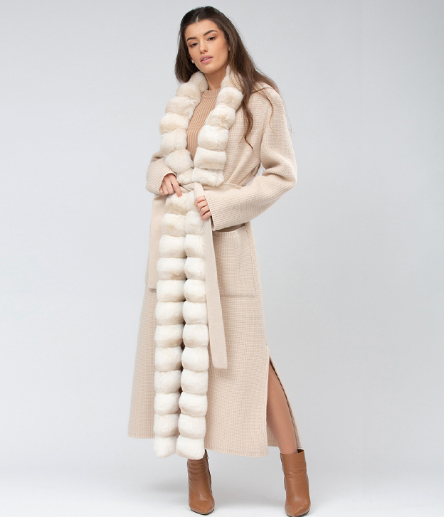 Women’s Cream Chinchilla and Cashmere Coat