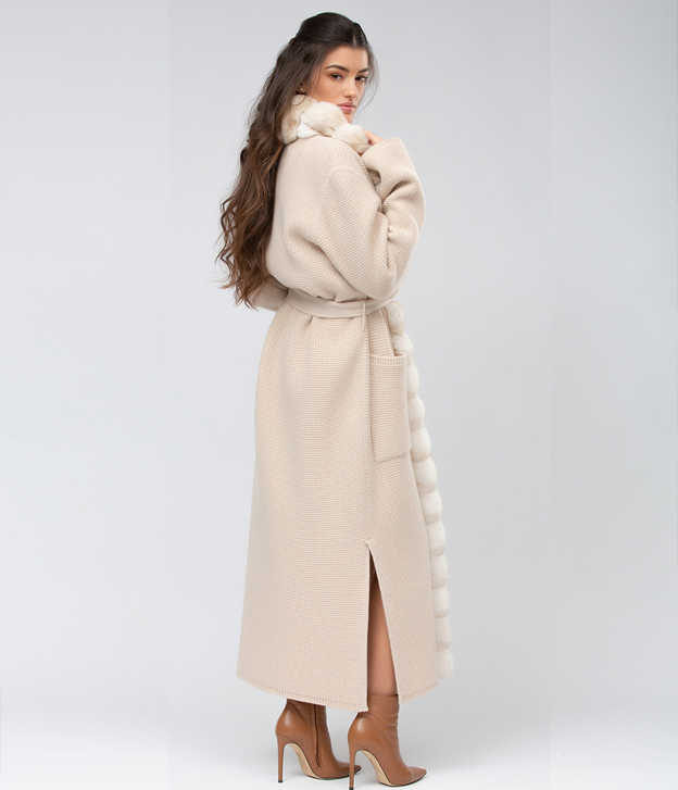 Women’s Cream Chinchilla and Cashmere Coat