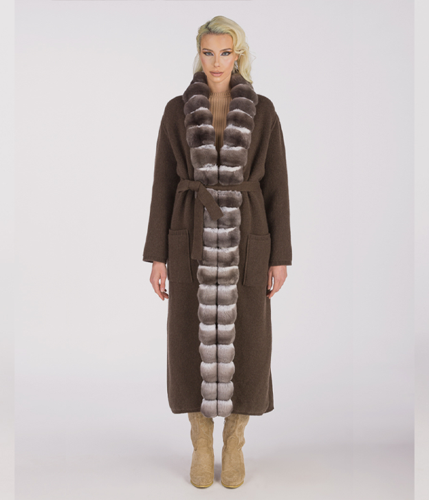 Women’s Violet Chinchilla and Cashmere Coat