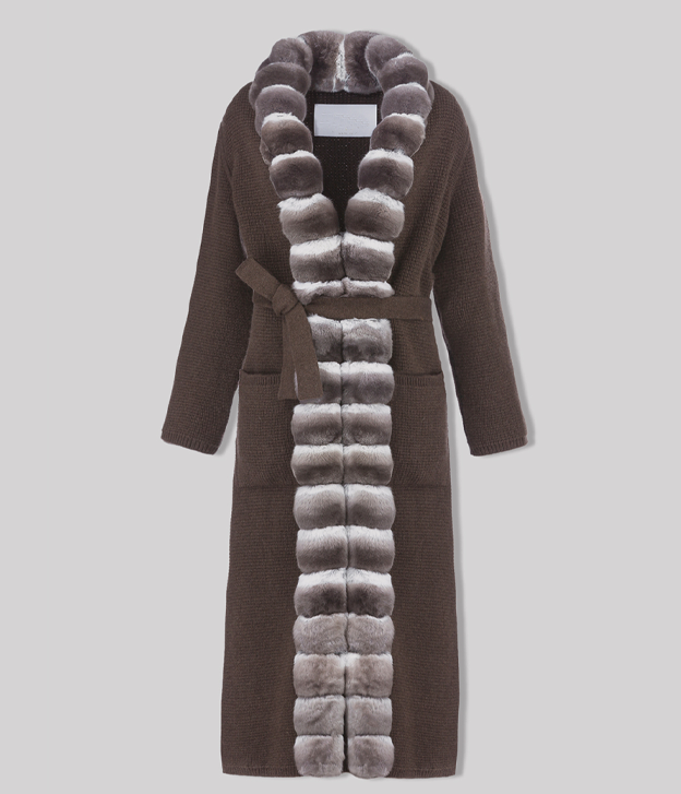 Women’s Violet Chinchilla and Cashmere Coat