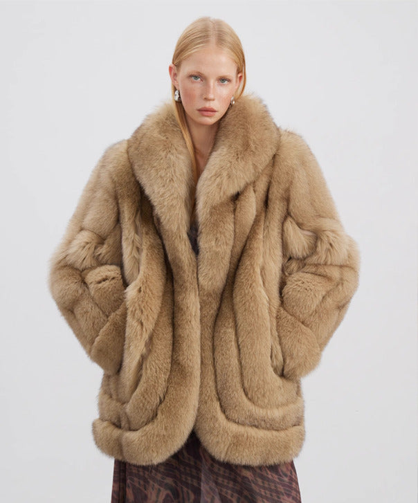 Women’s Olive Brown Fox Fur Coat