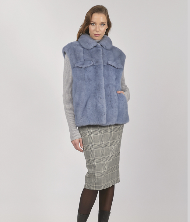 Schwarze kurze Nerzjacke für Damen