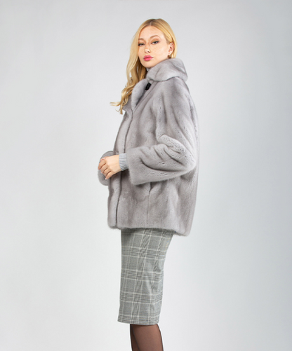 Maxi-Nerzmantel in Mahagoni für Damen