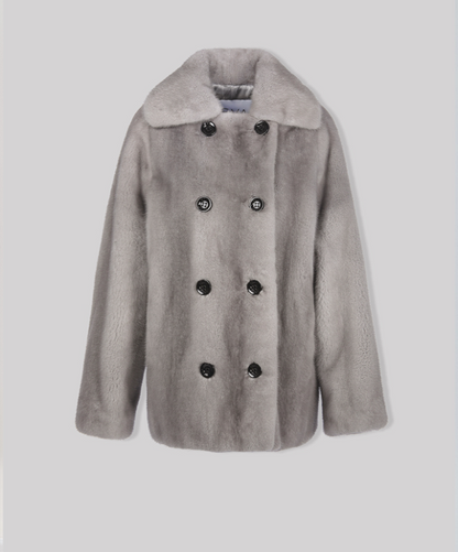 Maxi-Nerzmantel in Mahagoni für Damen