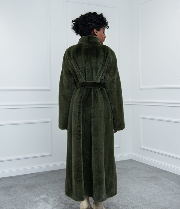 Women’s Olive Green Full-Length Mink Fur Coat