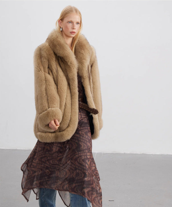 Women’s Olive Brown Fox Fur Coat