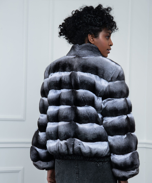 Chinchilla Fur Bomber Jacket