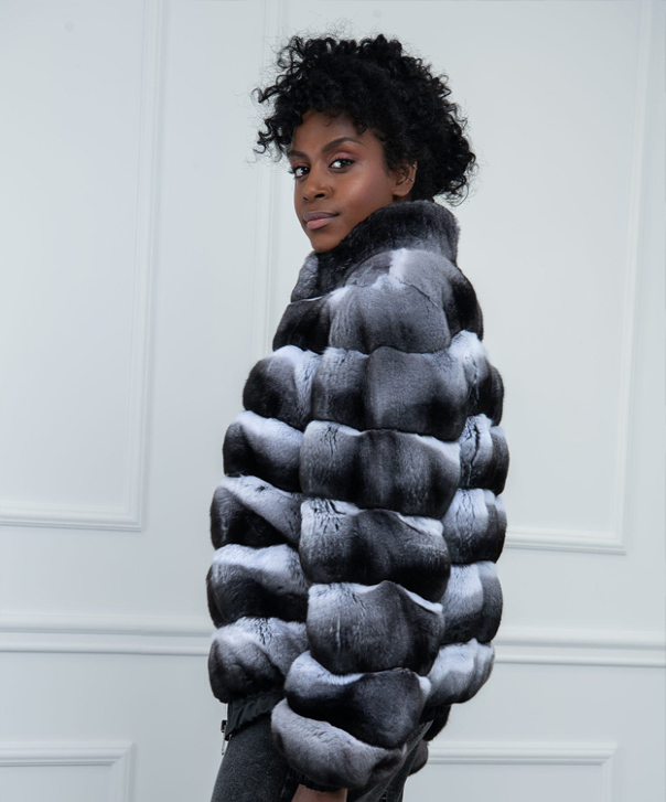 Chinchilla Fur Bomber Jacket