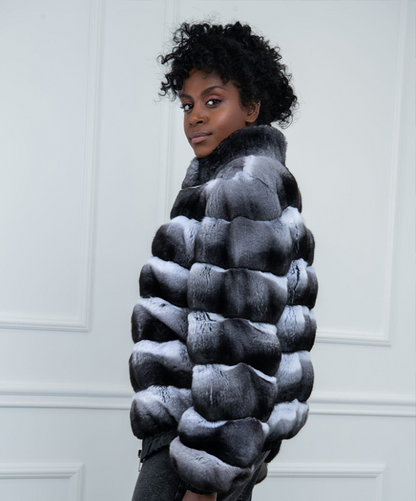 Chinchilla Fur Bomber Jacket