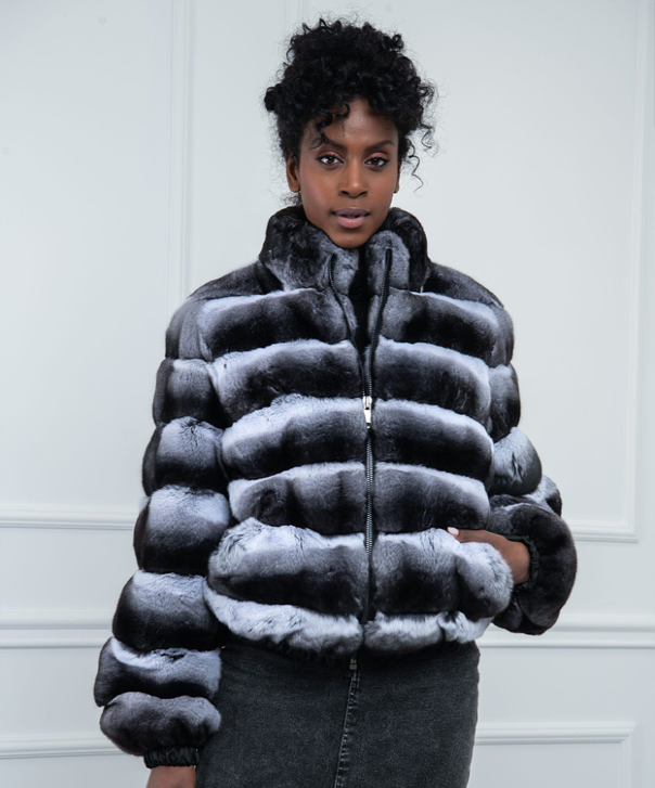 Chinchilla Fur Bomber Jacket