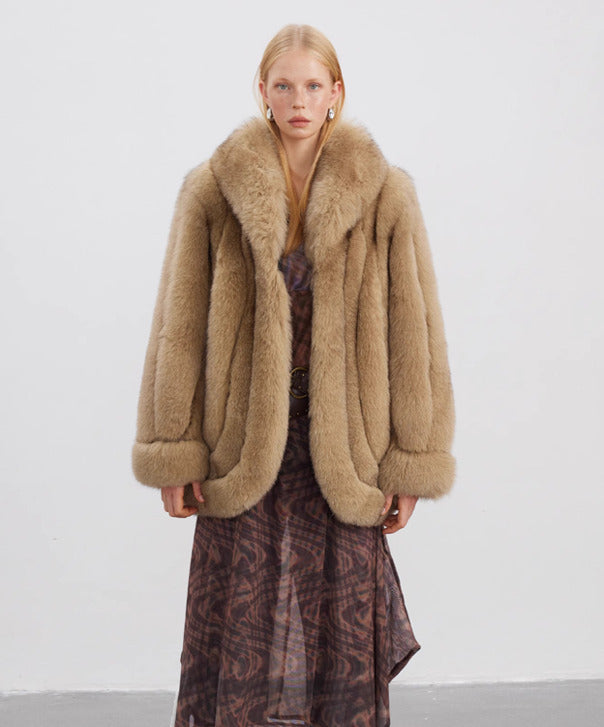 Women’s Olive Brown Fox Fur Coat