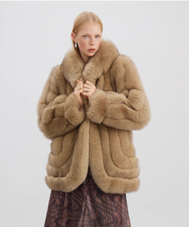 Women’s Olive Brown Fox Fur Coat