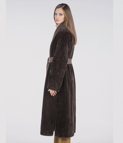 Maxi-Nerzmantel in Mahagoni für Damen