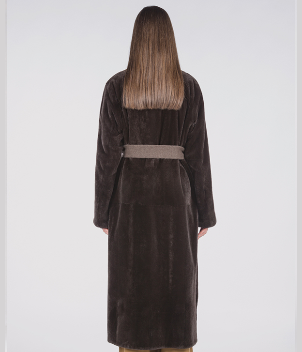 Maxi-Nerzmantel in Mahagoni für Damen