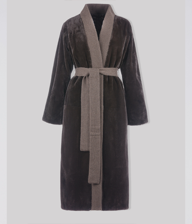 Maxi-Nerzmantel in Mahagoni für Damen