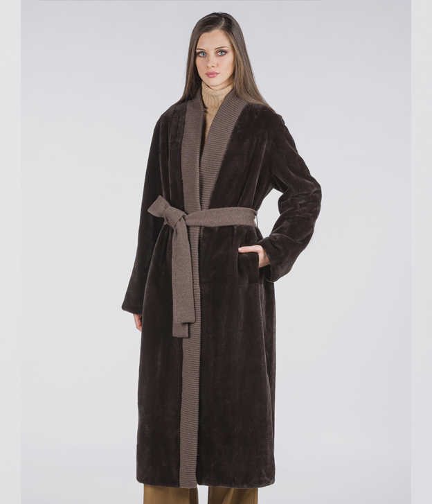 Maxi-Nerzmantel in Mahagoni für Damen