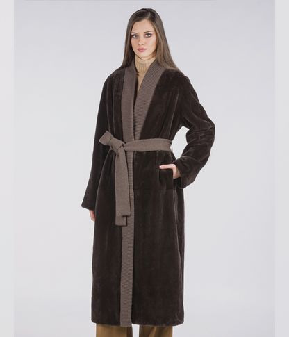 Maxi-Nerzmantel in Mahagoni für Damen