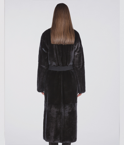 Maxi-Nerzmantel in Mahagoni für Damen