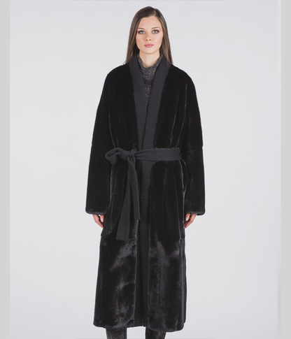 Maxi-Nerzmantel in Mahagoni für Damen