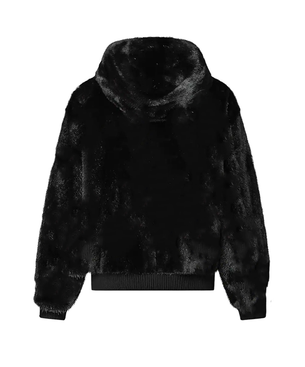 Men's Black Hooded Mink Fur Jacket