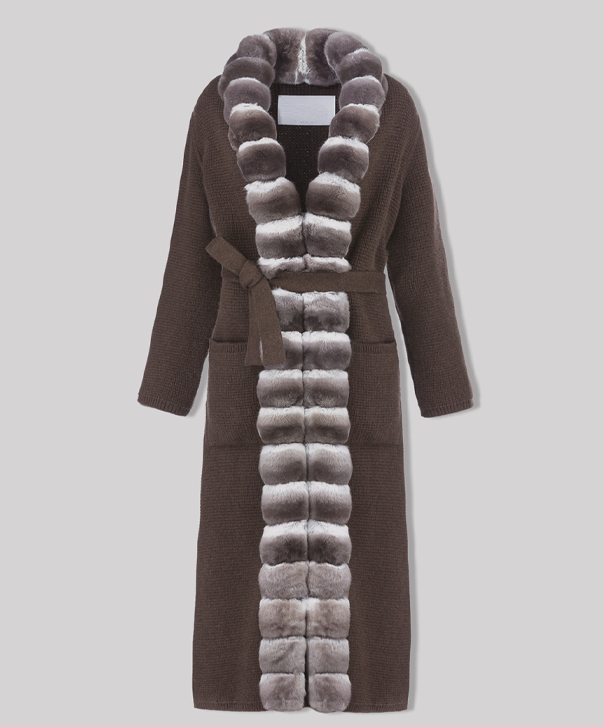 Women’s Violet Chinchilla and Cashmere Coat