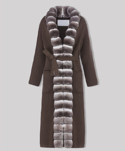 Violet Chinchilla Fur and Cashmere Coat