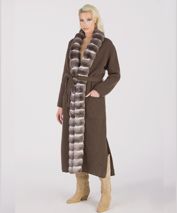 Women’s Violet Chinchilla and Cashmere Coat