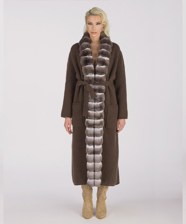 Women’s Violet Chinchilla and Cashmere Coat