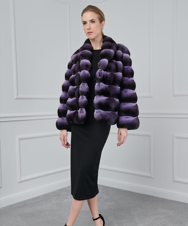 Purple Chinchilla Fur Jacket