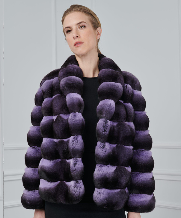 Purple Chinchilla Fur Jacket
