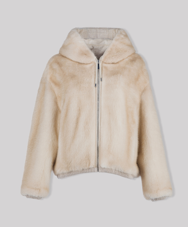 Women’s Pearl Hooded Mink Fur Jacket